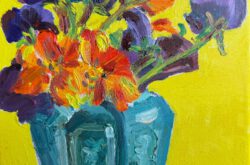 Lathyrus/gemengd boeket in gemberpot II